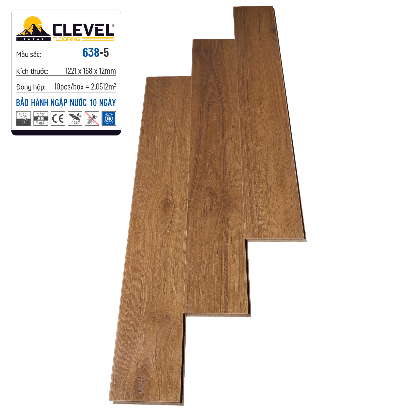 Sàn gỗ CLEVER sần theo vân 638 - 5